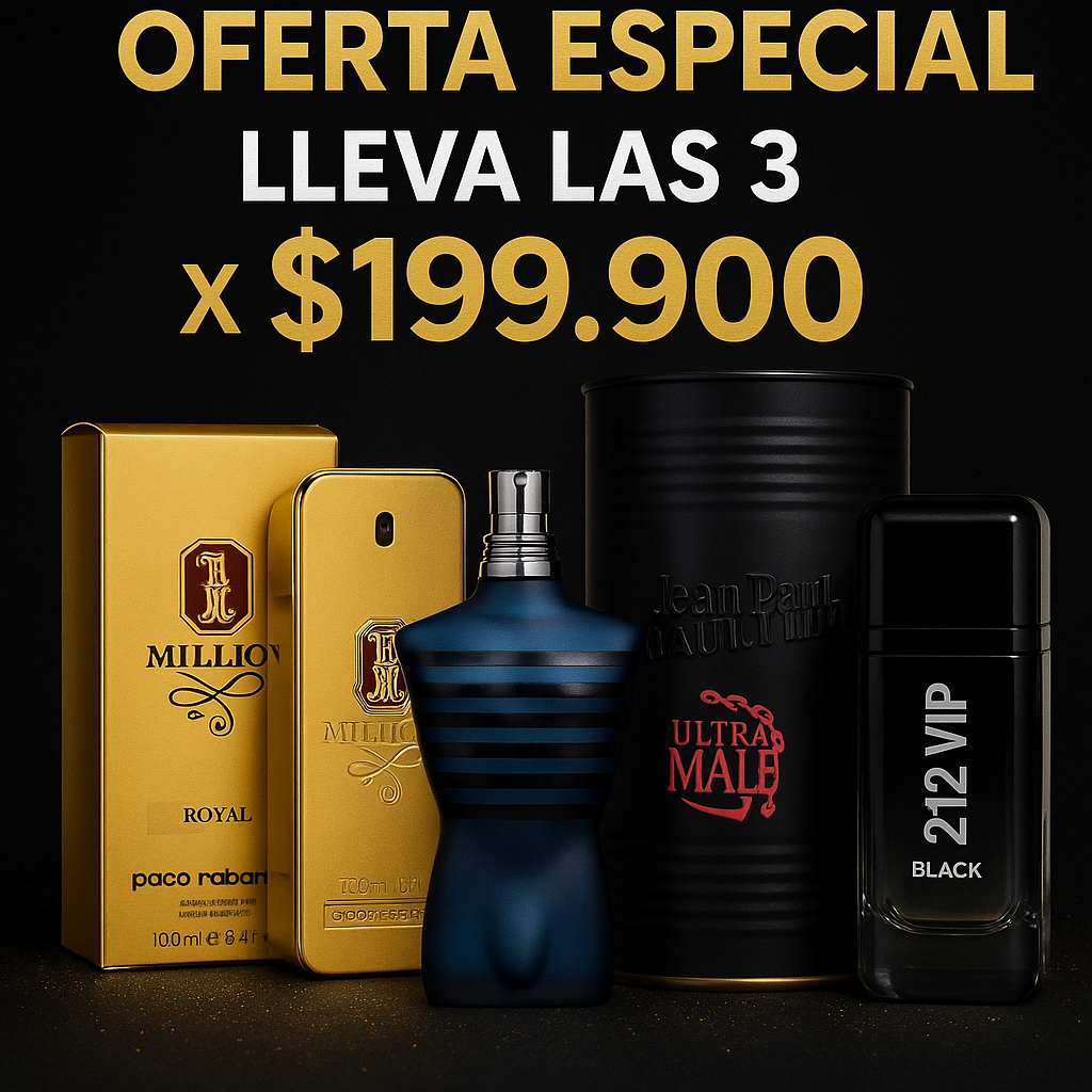 JPG ULTRAMALE + 1 MILLION ROYAL + 212 VIP BLACK